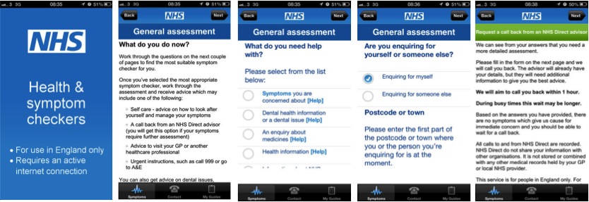 NHS Health Symptoms Checker app (Khan & Tunaiji 2011)