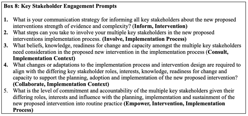 Key stakeholder engagement prompts