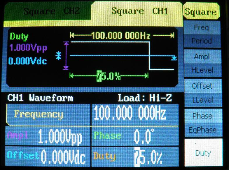 File:Figure 20- Signal generator settings for 1 V, 75% duty cycle, square wave form.png