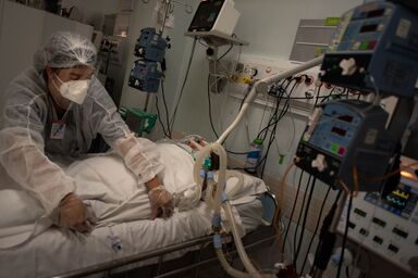 ICU patient undergoing treatment