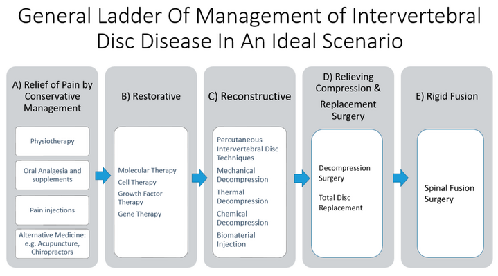 General ladder of management of intervertebral disc disease in an ideal scenario.png