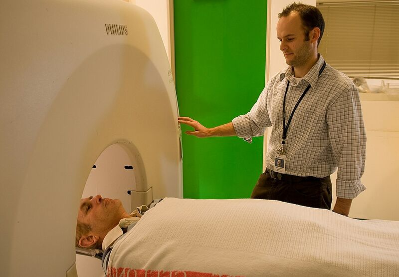 File:Amyloid beta plaque in the brain follows specific patterns as detected by CSIROs analysis technique from PiB PET scans here an AIBL volunteer is receiving a PiB PET scan.jpeg